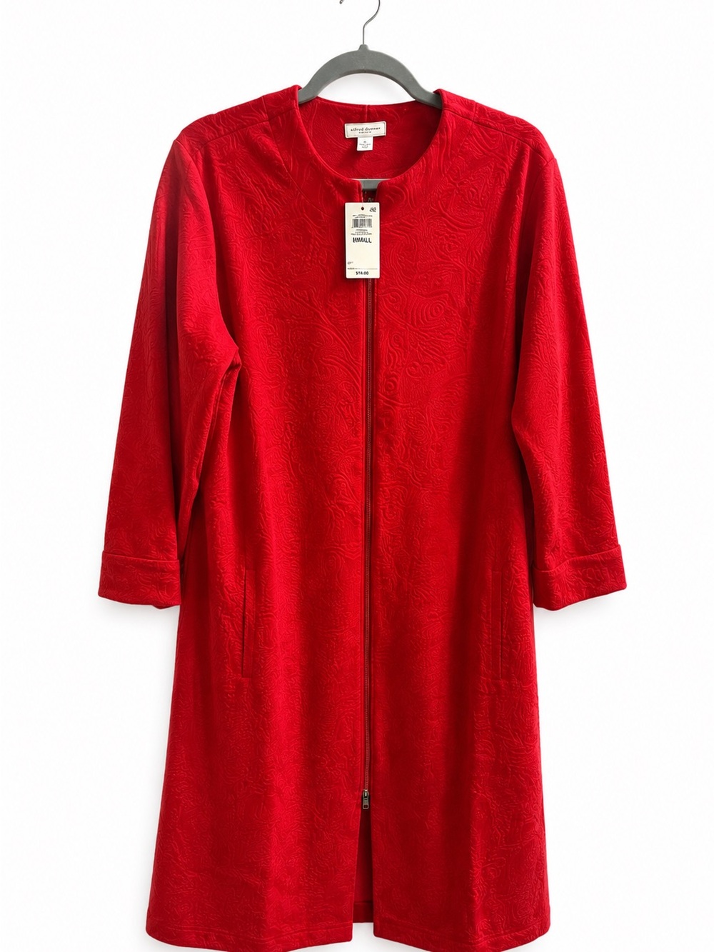 Charter Club Red Embossed Zip-Front Robe size Small NWT